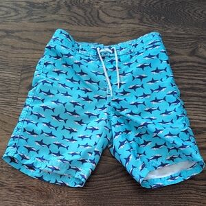 Janie & Jack Blue Shark Print Swim Shorts